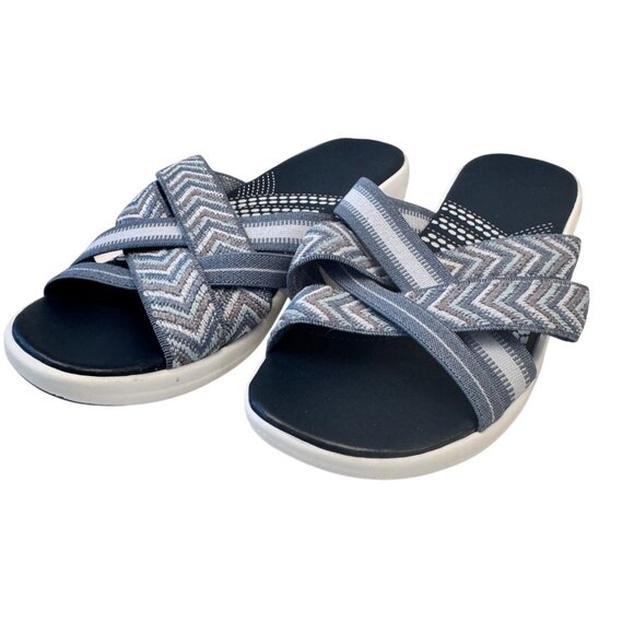 Sandals Women's Light Weight Size 38 US 7.5/8 Navy Mules Stretch Straps NWB - Picture 1 of 7